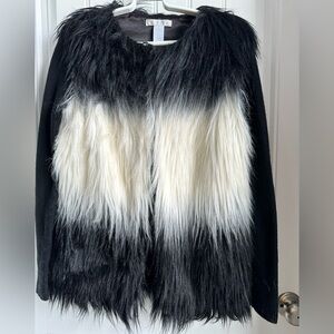 Women’s Black and White Faux Fur Jacket
